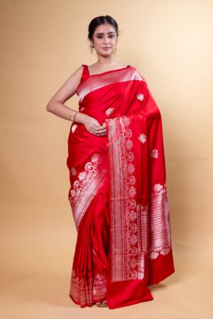 Regal Red Mashru katan Silk Sarees