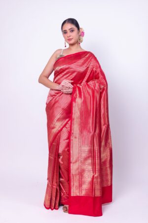 Red Stripe Katan Silk Sarees