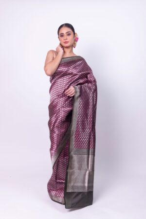 Banarasee Brocade Black Border Sarees