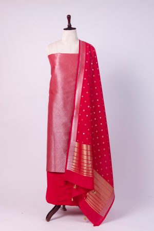 Brocade Red Banarasi Silk Suit Set